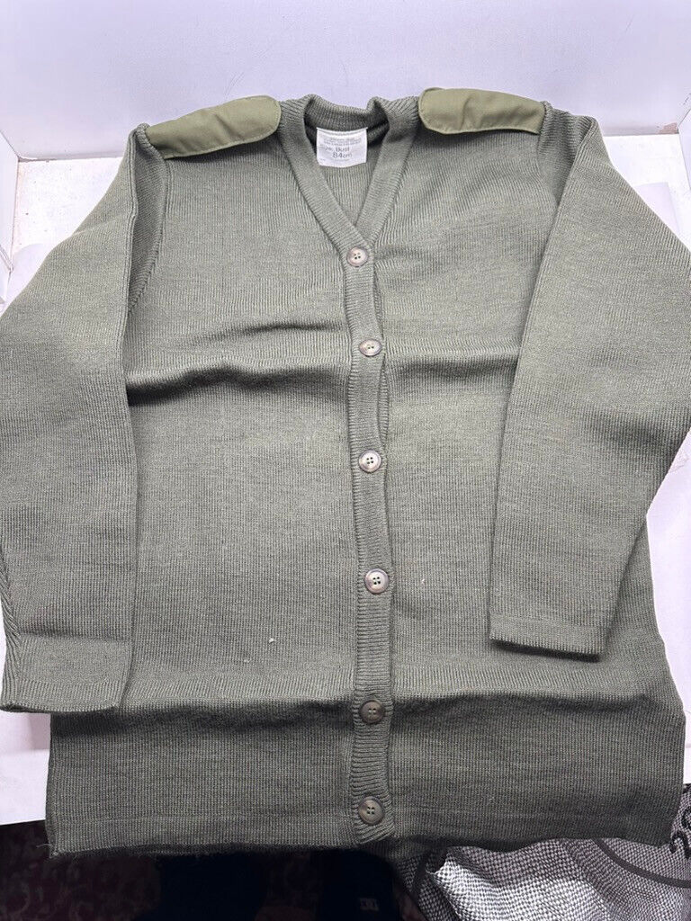 NEW British Army Surplus Women's Wool Cardigan Olive Sweater - Size 84cm Bust - The Militaria Shop
