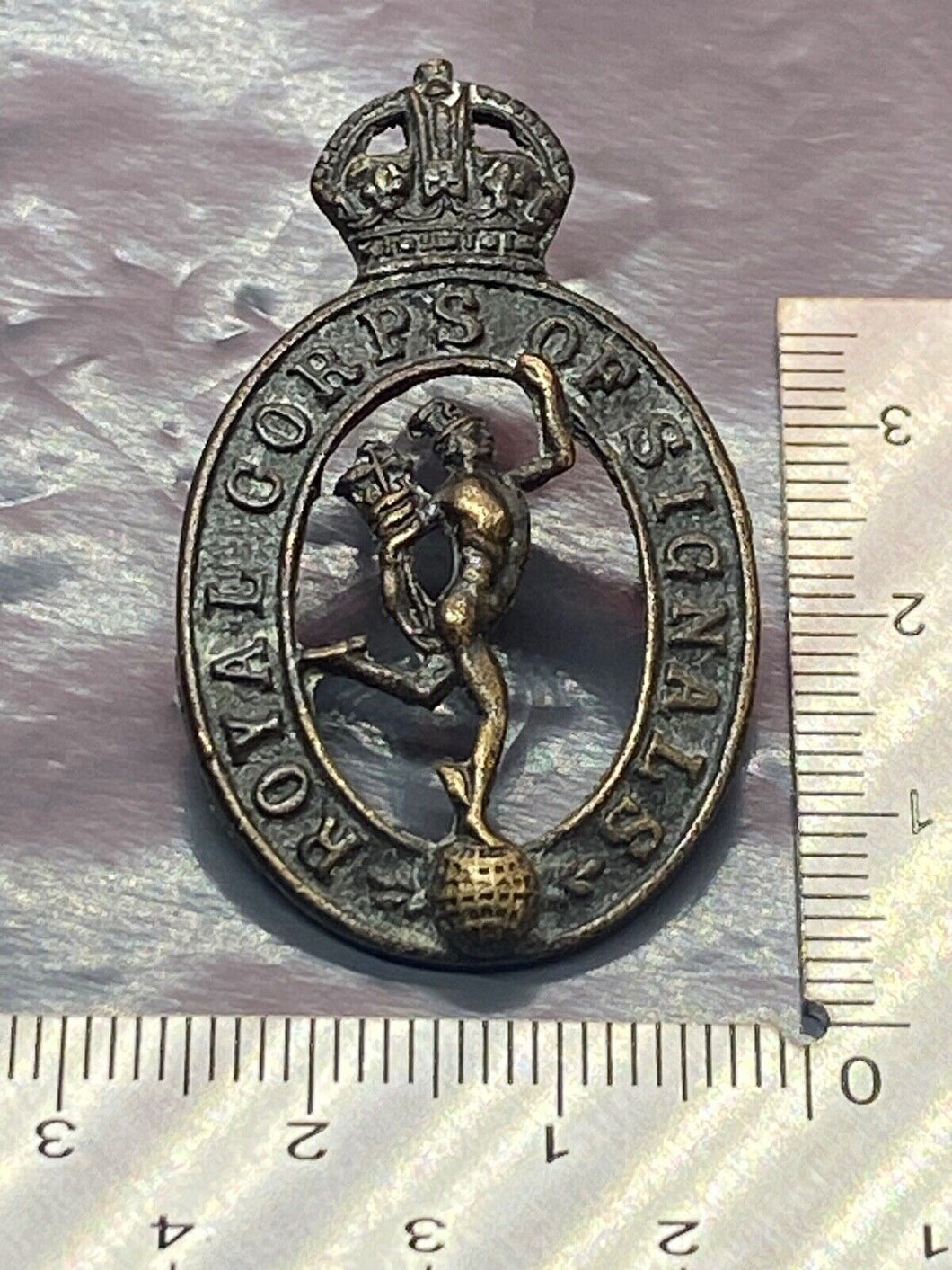 Original British Army WW2 Royal Corps of Signals Officer's Bronze Collar Badge