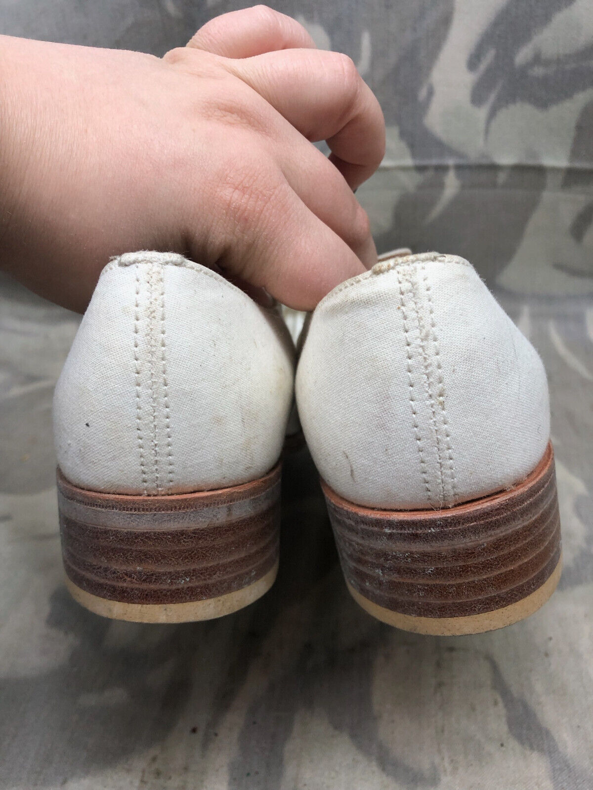 Genuine British Army Women's White Summer Shoes - WW2 Pattern - Size UK 4.5 L - The Militaria Shop