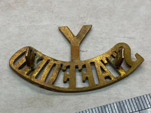 Load image into Gallery viewer, Original WW1 British Army Stafford Yeomanry Brass Shoulder Title
