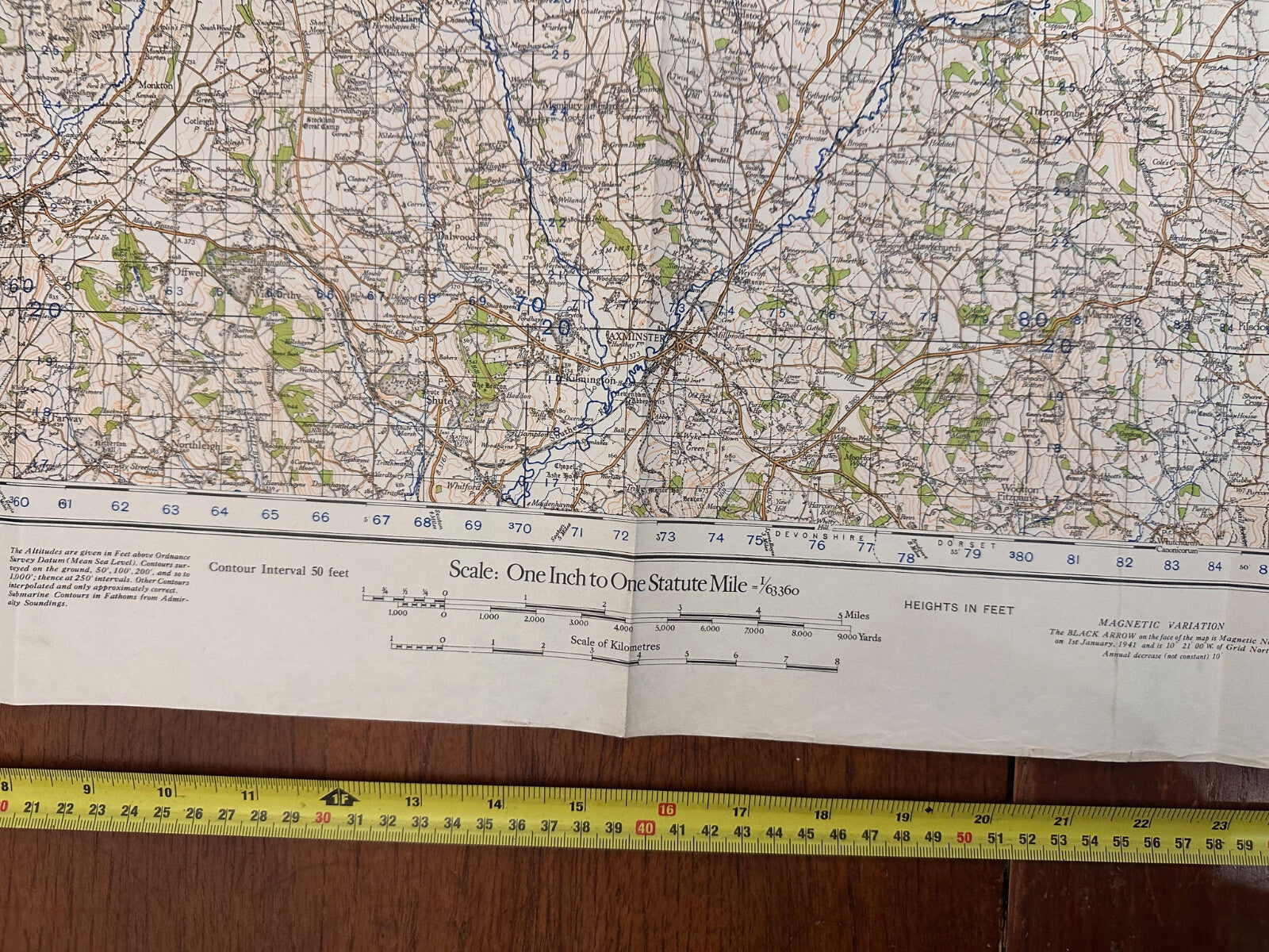 Original WW2 British Army GSGS OS Map of England - Chard & Axminster - The Militaria Shop