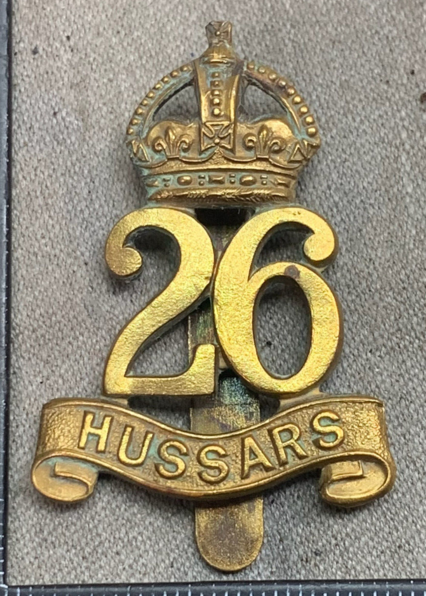 Original WW2 British Army 26th Hussars Regiment Cap Badge