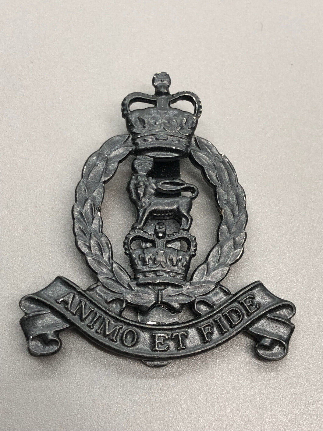 Genuine British Army Adjutant General's Corps Blackened Cap Badge