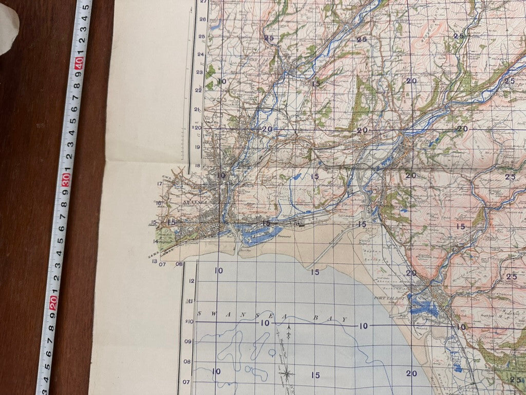Original WW2 British Army GSGS OS Map of Great Britain - Swansea & Aberdare - The Militaria Shop