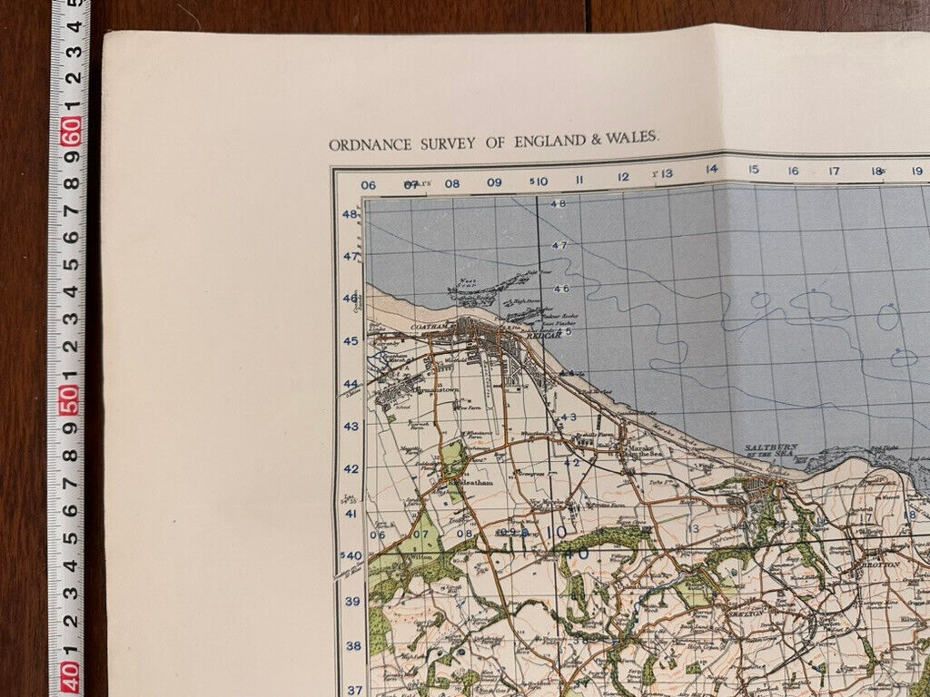 Original WW2 British Army GSGS OS Map of Great Britain - Whitby & Saltburn - The Militaria Shop