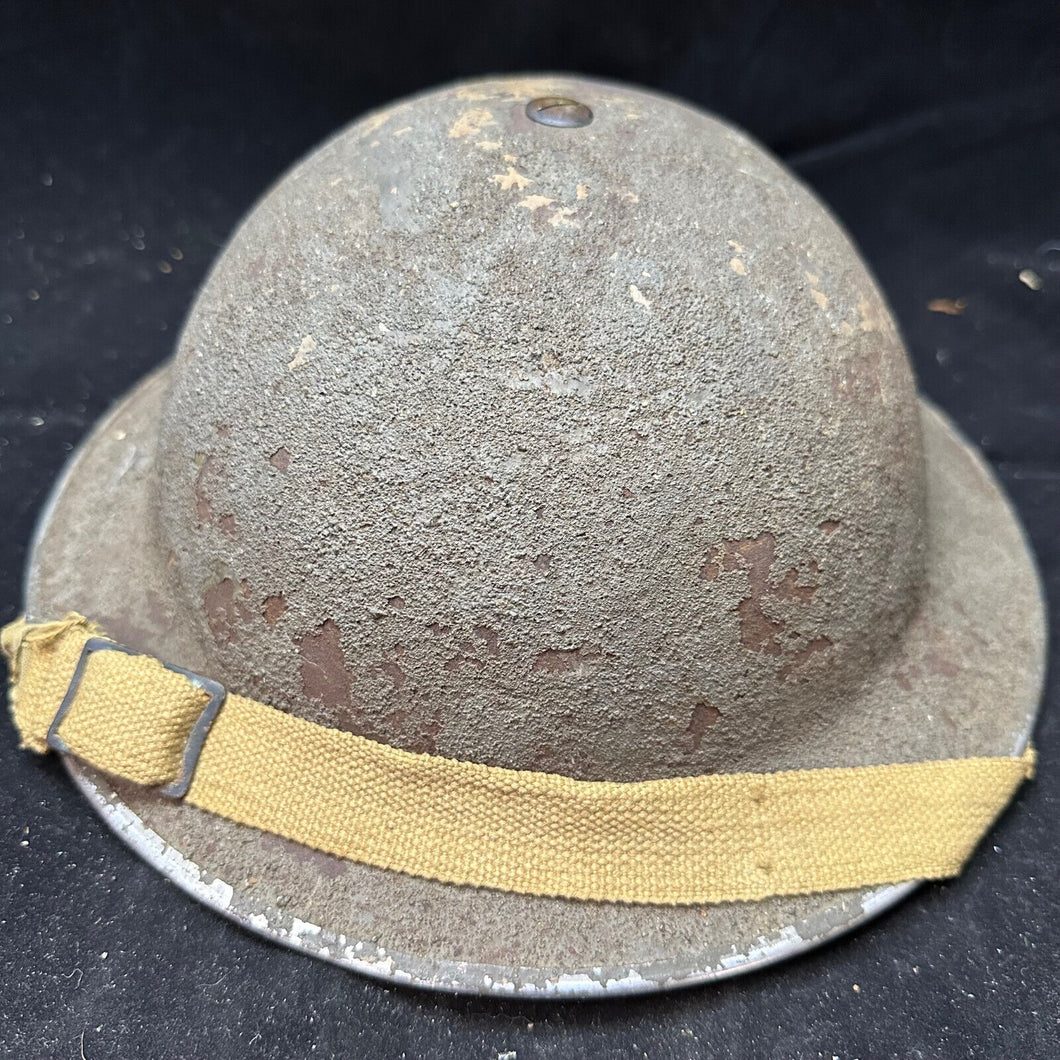 Original WW2 British Army Combat Helmet Complete - Untouched Texture Finish