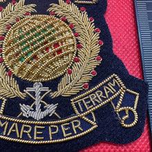 Load image into Gallery viewer, British Army Bullion Embroidered Blazer Badge - Royal Marines - Kings Crown
