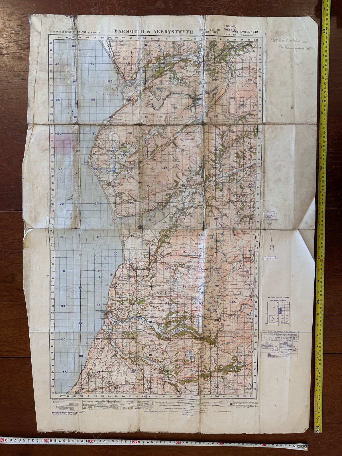 Original WW2 British Army GSGS OS Map Great Britain - Barmouth & Aberystwyth - The Militaria Shop