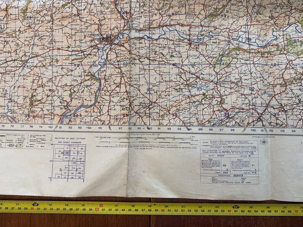 Original WW2 British Army OS Map of Great Britain - Carmarthen - The Militaria Shop