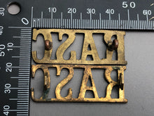 Load image into Gallery viewer, Original British Army WW2 Pair of Royal Army Service Corps RASC Shoulder Titles
