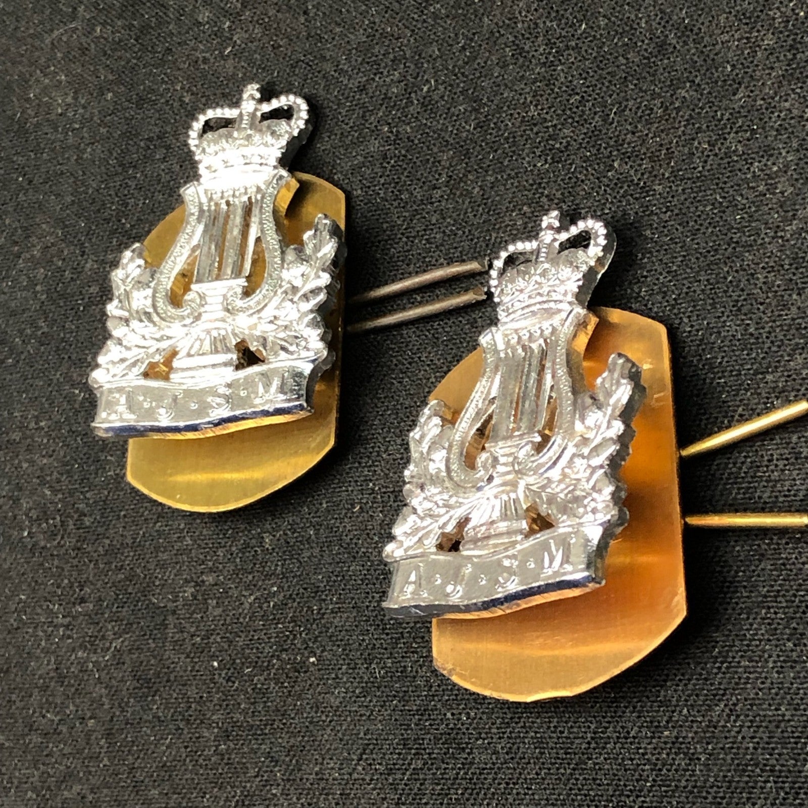 Original British Collar Badge Pair - The Army Junior School Of Music - The Militaria Shop