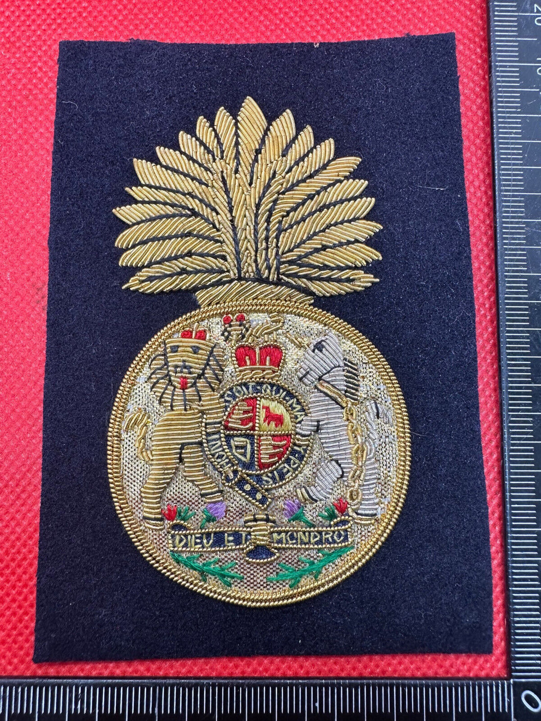 Blazer-Abzeichen mit Bullion-Stickerei der britischen Armee – Royal Scots Fusiliers Regiment