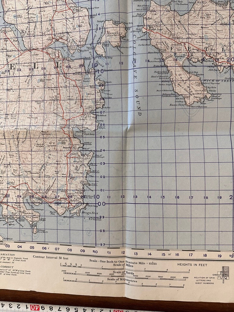 Original WW2 British Army GSGS Map of Scotland - Yell & Unst - Shetland Islands - The Militaria Shop