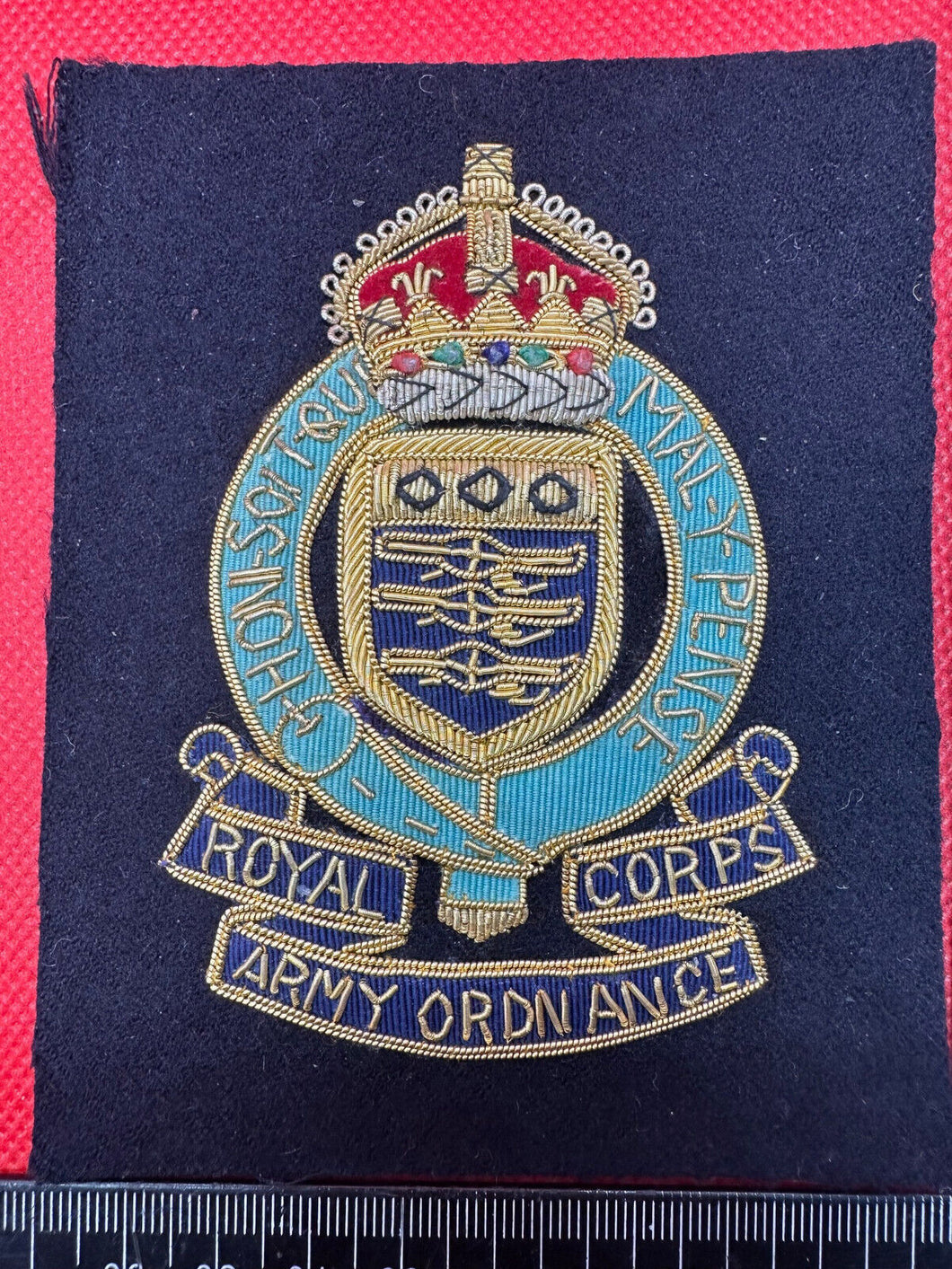 British Army Bullion Embroidered Blazer Badge - Royal Army Ordanance Corps RAOC