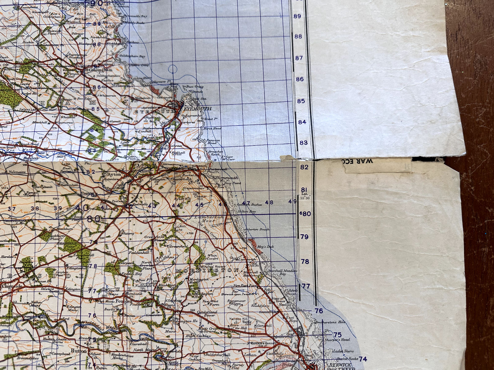Original WW2 British Army GSGS Map of Scotland - Dunbar & Lammermuir - The Militaria Shop