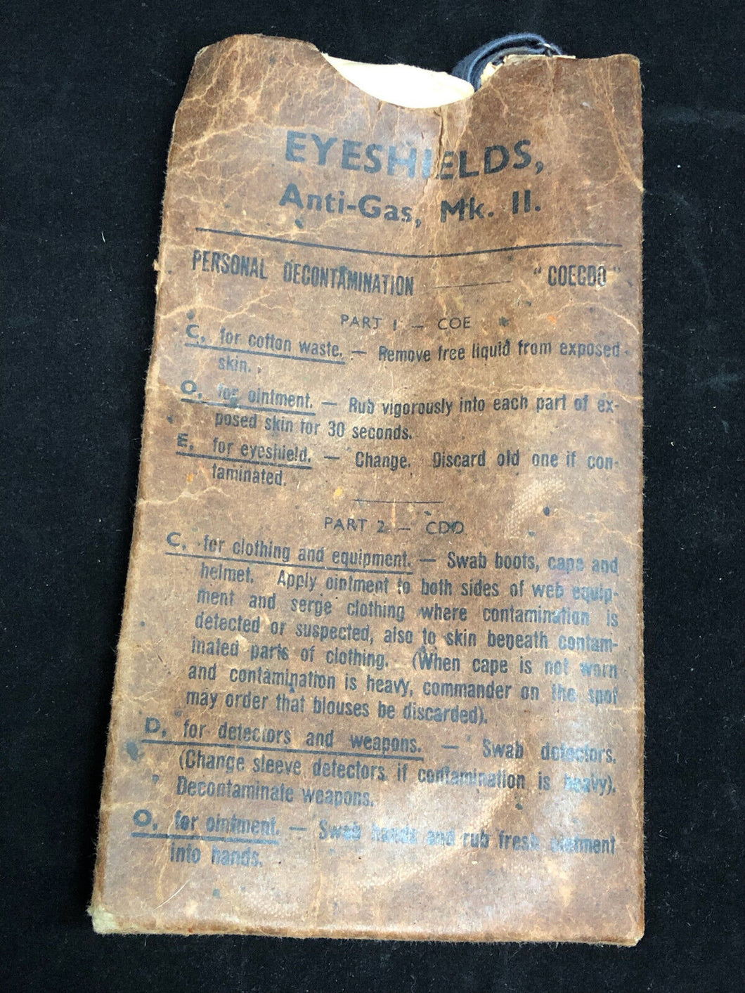 Original WW2 British Army Anti-Gas Eyeshields