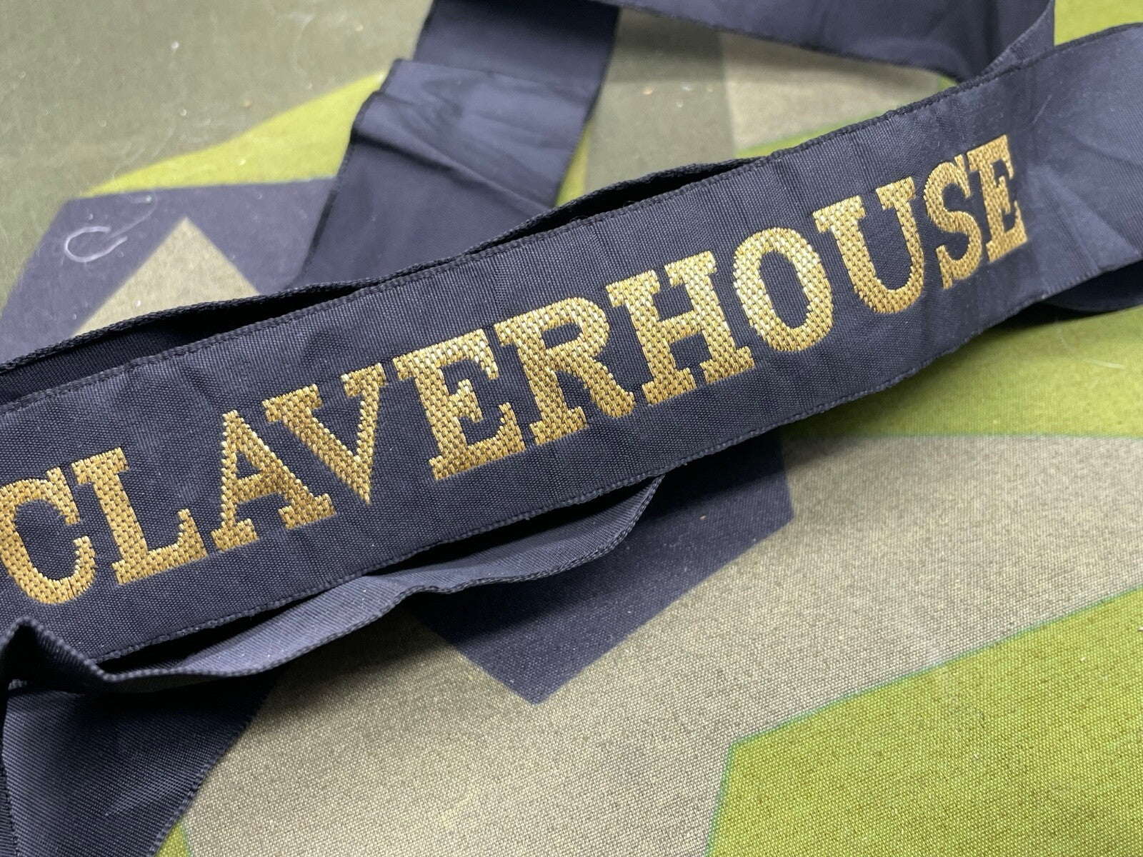 Original British Royal Navy Cap Tally for HMS Claverhouse - The Militaria Shop