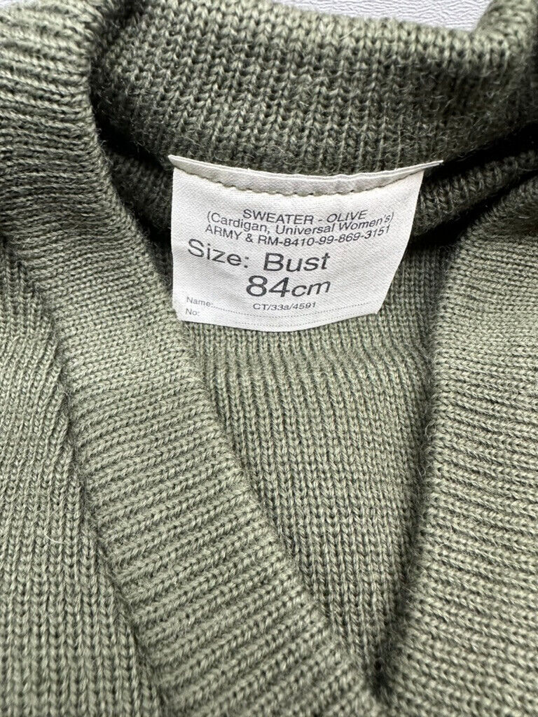 NEW British Army Surplus Women's Wool Cardigan Olive Sweater - Size 84cm Bust - The Militaria Shop