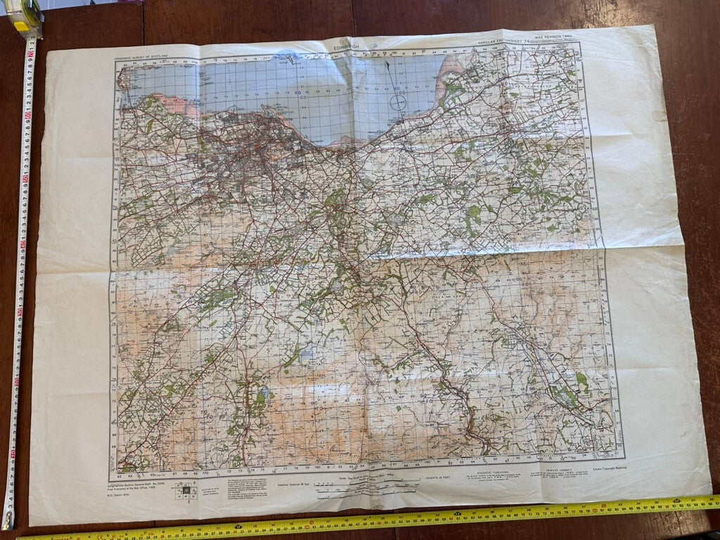 Original WW2 British Army GSGS Map of Scotland - Edinburgh - The Militaria Shop