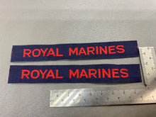 Load image into Gallery viewer, Original British Royal Naval Marines Cash&#39;s Tape Shoulder Badges, Matching Pair
