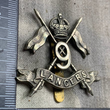 Load image into Gallery viewer, Original WW2 9th Queen&#39;s Royal Lancers British Army Cap Badge
