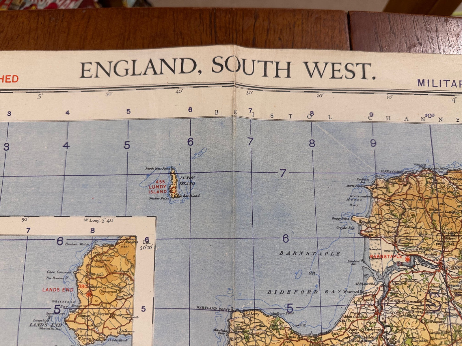 Original WW2 British Army RAF Navy Base Map of England - South West - Cornwall - The Militaria Shop