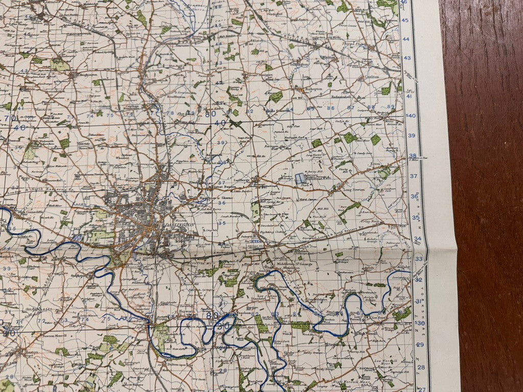 Original WW2 British Army GSGS OS Map of England - Darlington - The Militaria Shop