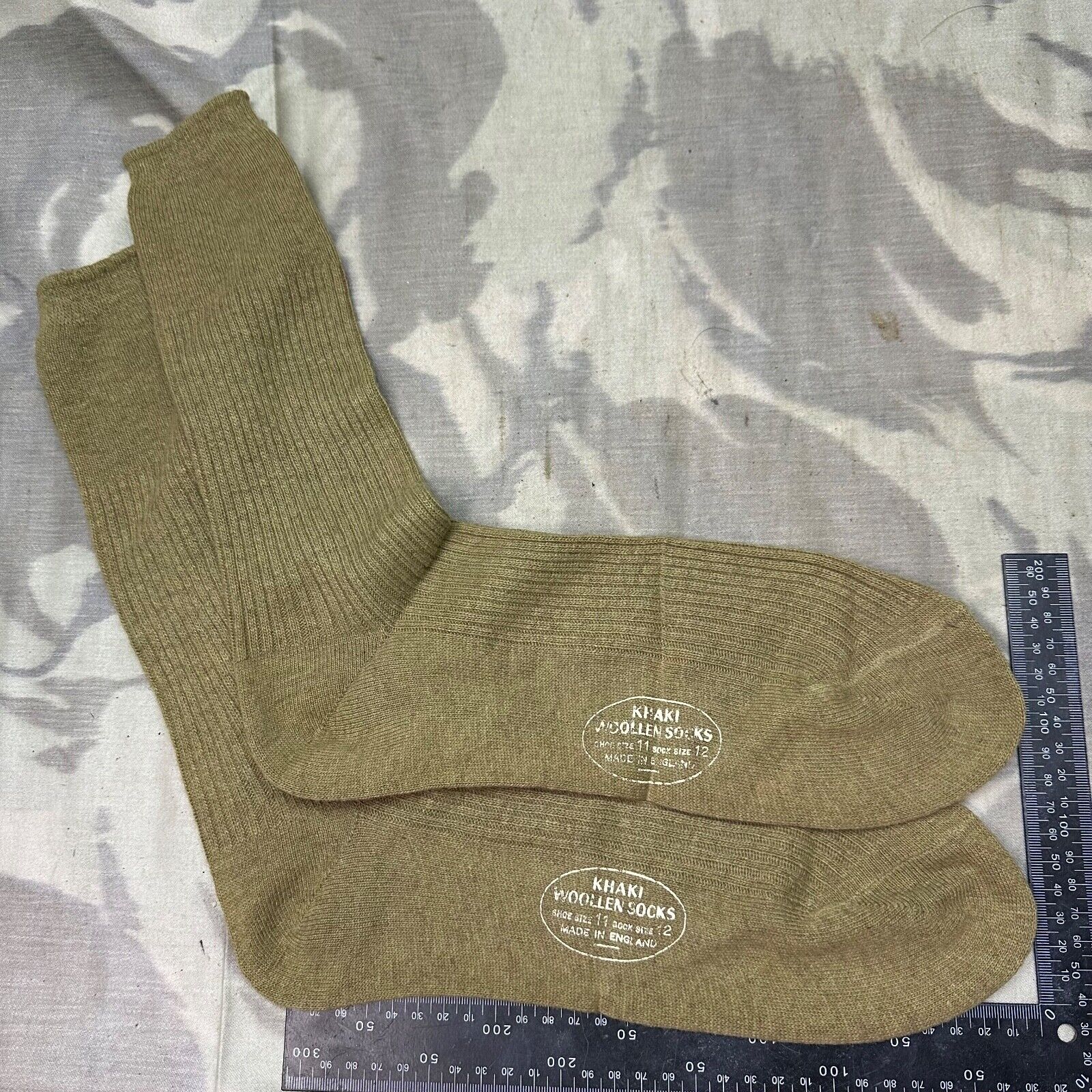 Original British Army WW2 New Old Stock Officers Wool Khaki Socks - Varied Sizes - The Militaria Shop