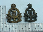 Original Pair WW1 / WW2 British Army - Royal Army Ordnance Corps Collar Badges - The Militaria Shop