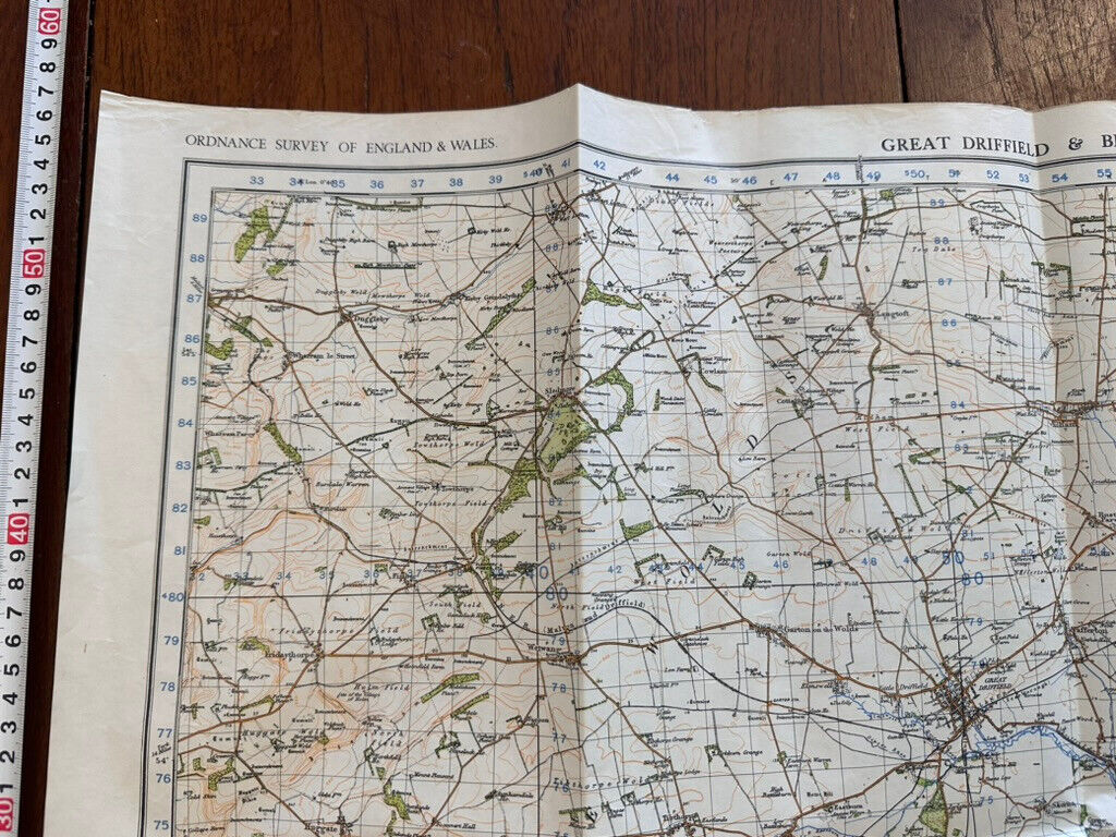 Original WW2 British Army OS Map of England & Wales -Great Driffield Bridlington - The Militaria Shop