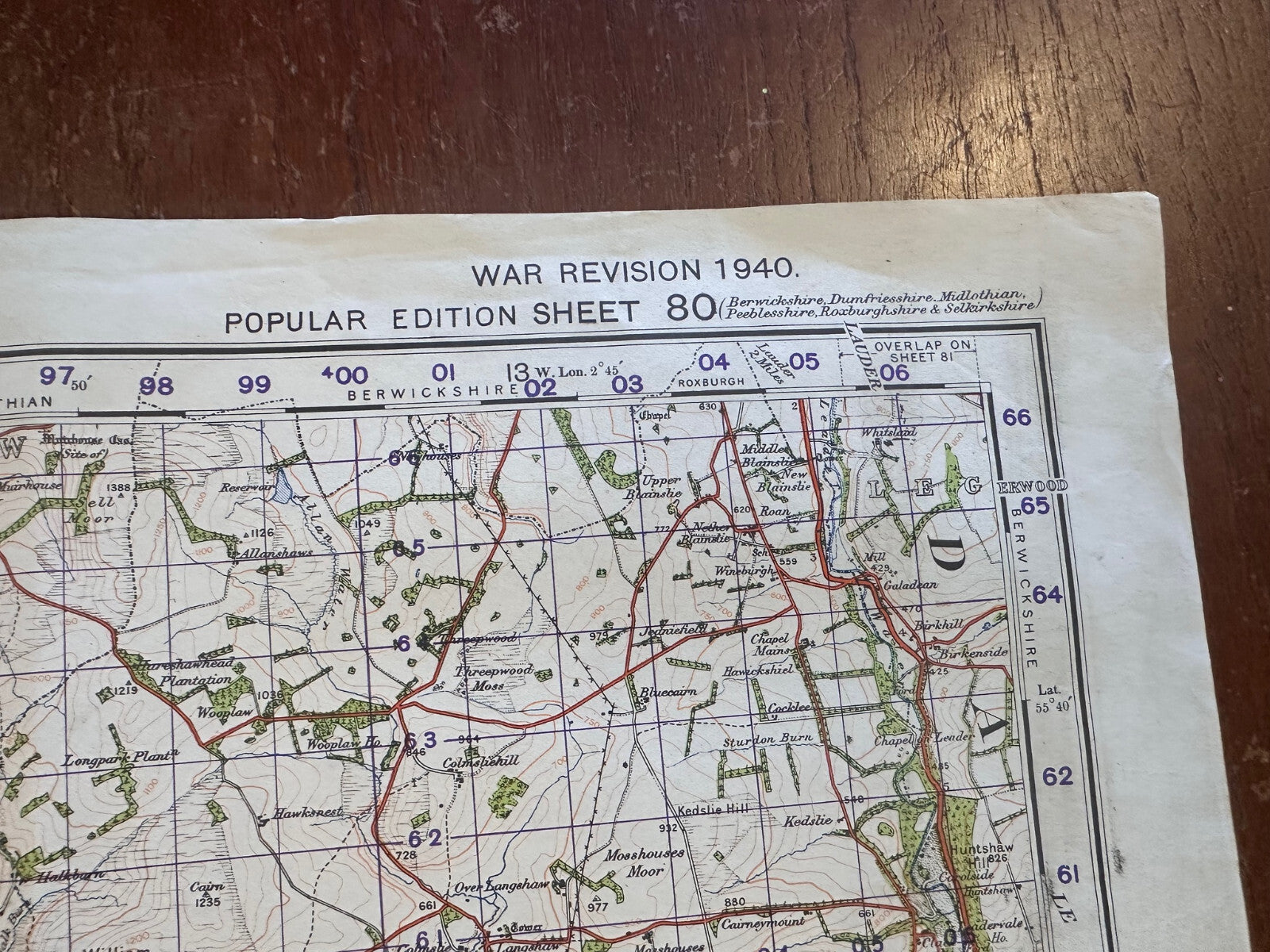 Original WW2 British Army GSGS Map of Scotland - Peebles & Galashiels - The Militaria Shop