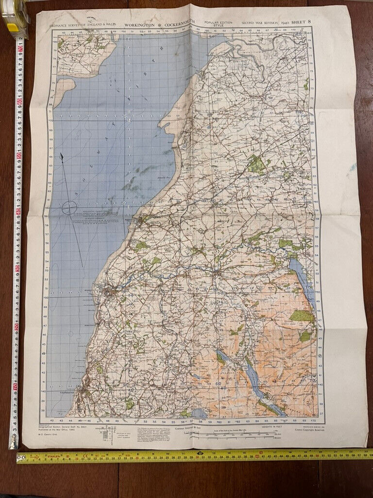 Original WW2 British Army GSGS OS Map of England - Workington & Cockermouth - The Militaria Shop