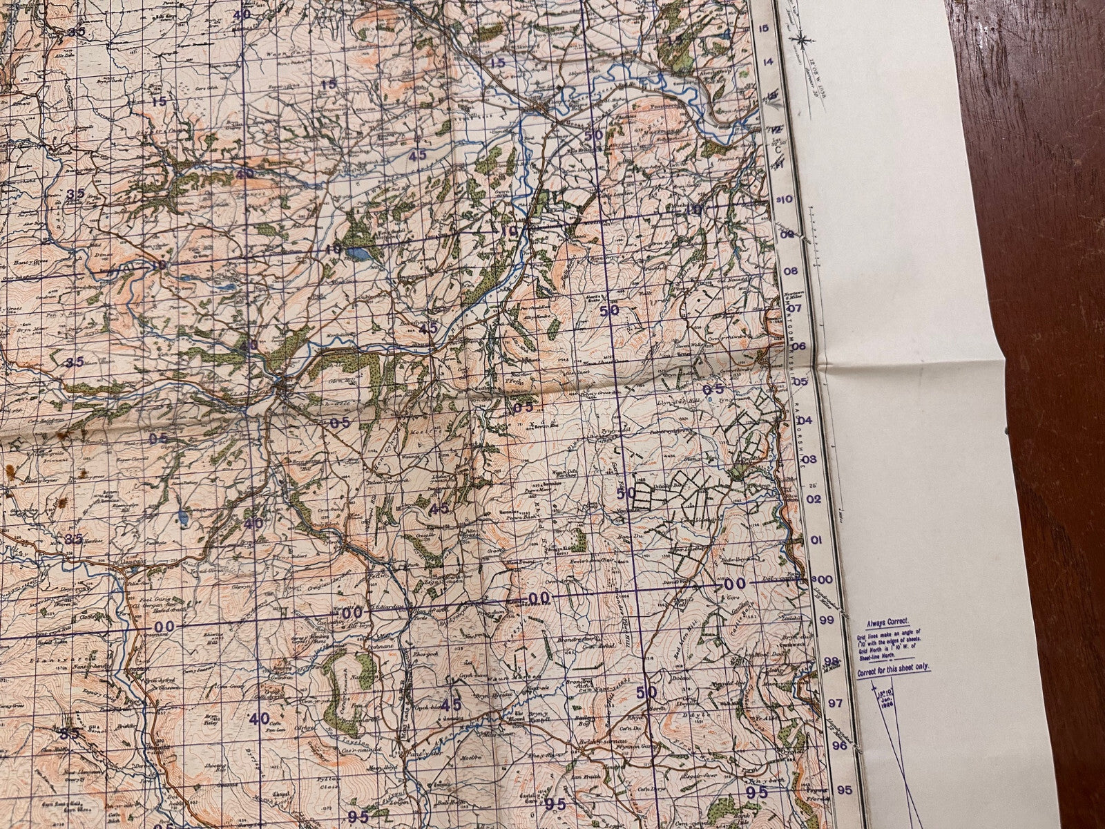 Original WW2 British Army GSGS OS Map of Wales - Llanidloes - The Militaria Shop