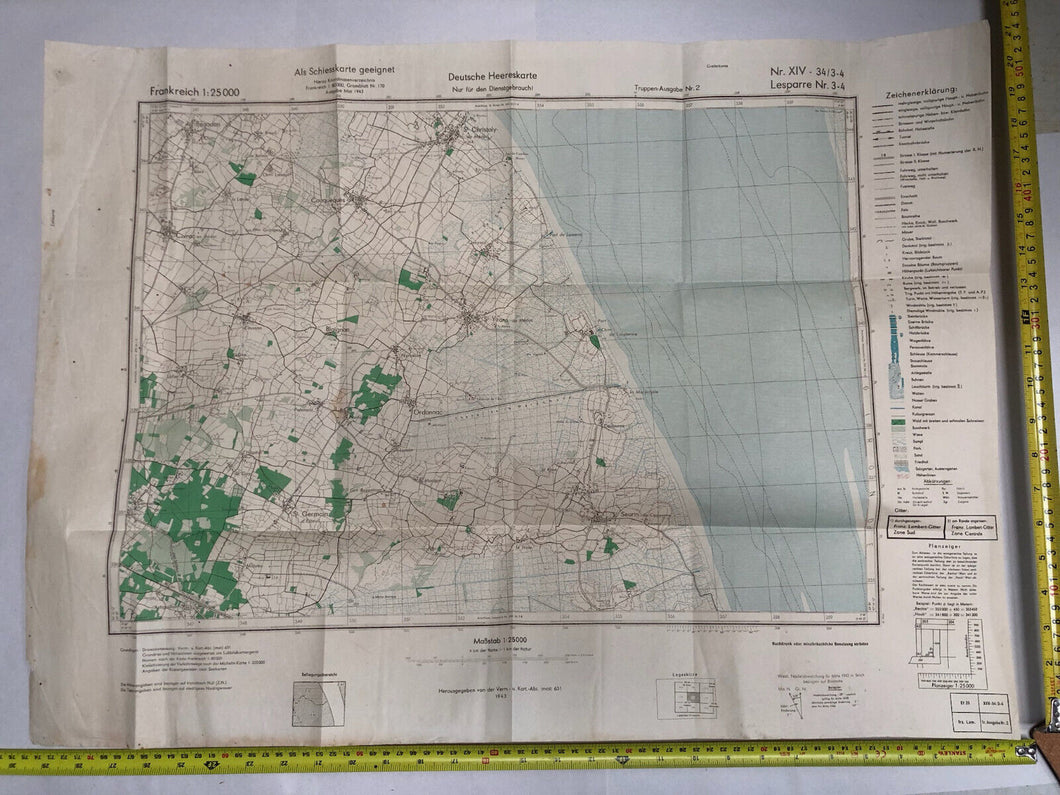 Original WW2 German Army Map of Lesparre-Médoc, France