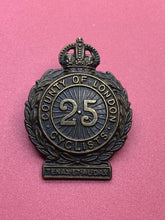 Load image into Gallery viewer, Original WW1 British Army 25th London Cyclist Corps Cap Badge
