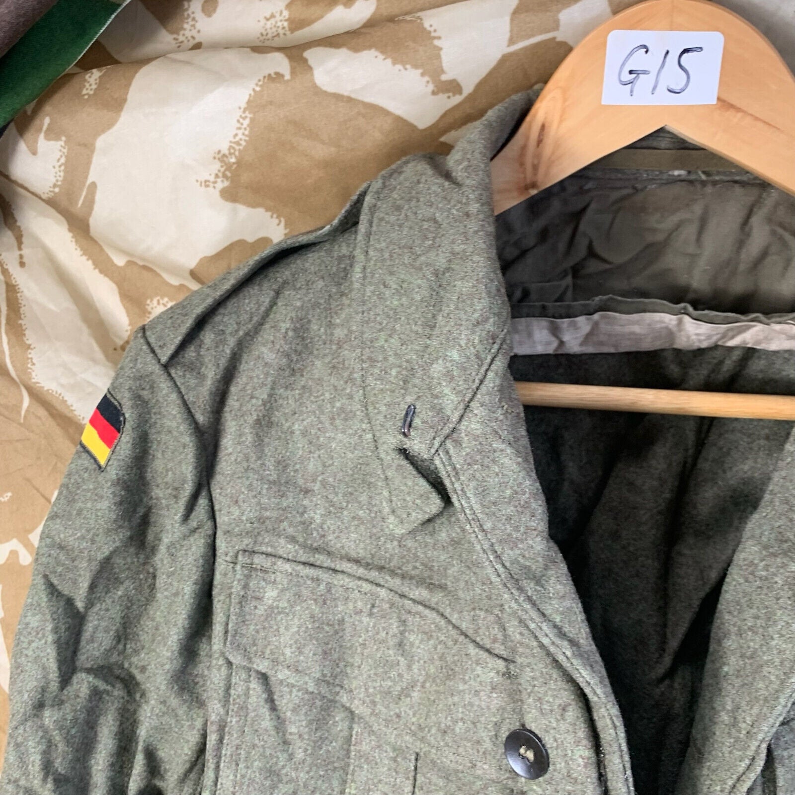 West German Field Jacket Green Wool Shirt Military Uniform Germany - 35" Chest - The Militaria Shop