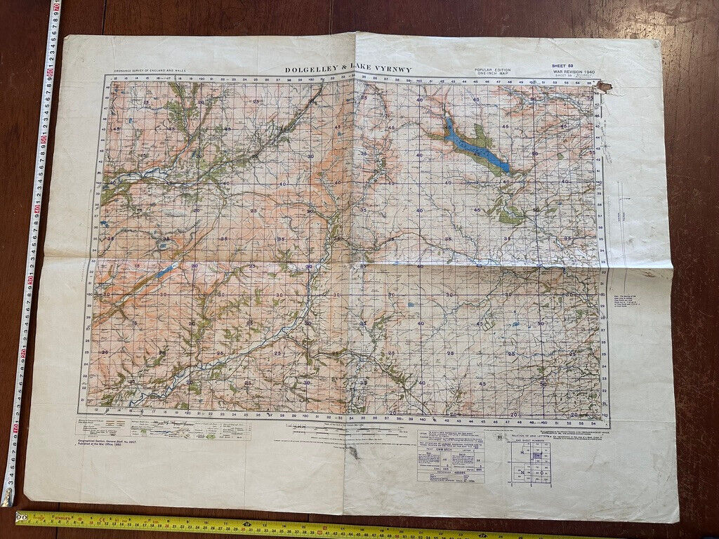 Original WW2 British Army GSGS OS Map of Great Britain - Dolgelley & Lake Vyrnwy - The Militaria Shop
