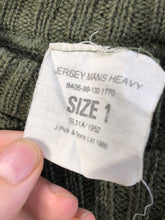 Load image into Gallery viewer, British Army Olive Jersey Utility Jumper Elbow Patches Wool Pullover - Size 1
