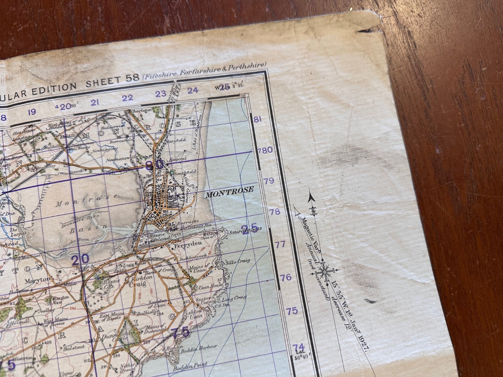 Original WW2 British Army GSGS Map of Scotland - Arbroath & Montrose - The Militaria Shop