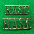 Original WW2 British Army RASC Royal Army Service Corps Brass Shoulder Titles - The Militaria Shop