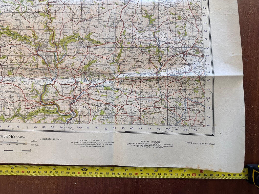 Original WW2 British Army GSGS OS Map of England & Wales - Exmoor - The Militaria Shop