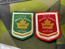 Load image into Gallery viewer, Two Canadian Army Dominion Rifle Marksmen Cloth Badges - The Militaria Shop
