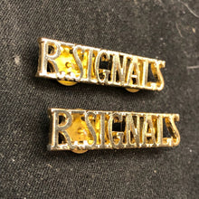 Load image into Gallery viewer, Original British Collar Badge Pair - Royal Signals - The Militaria Shop
