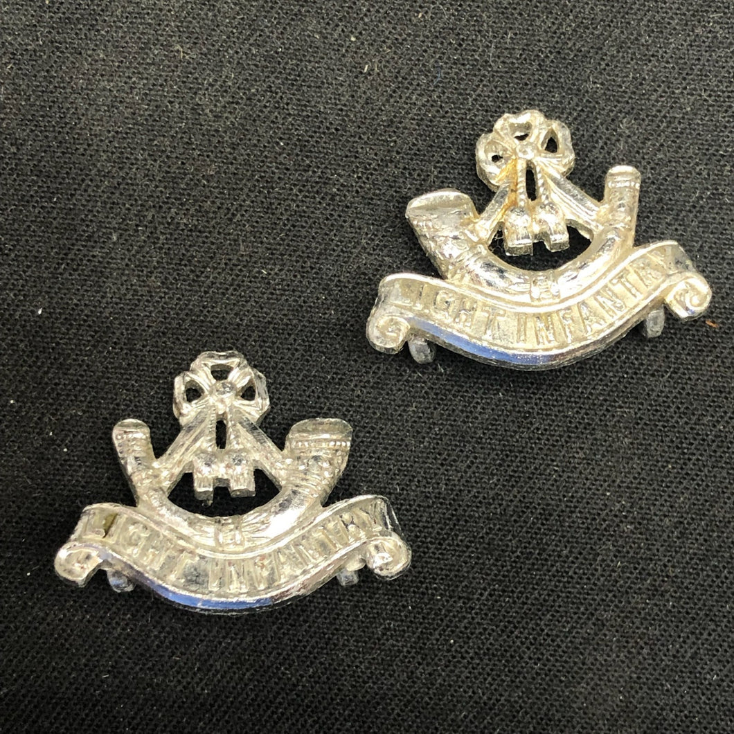 Original British Collar Badge Pair - Light Infantry - The Militaria Shop