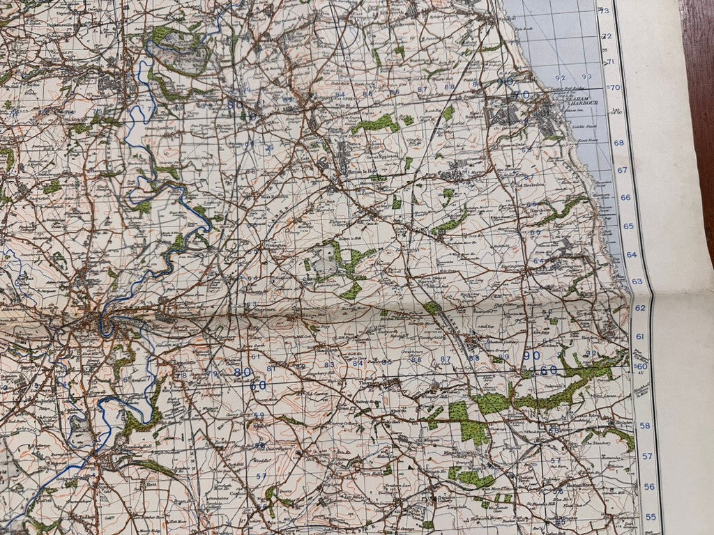 Original WW2 British Army GSGS OS Map of Great Britain - Durham & Sunderland - The Militaria Shop