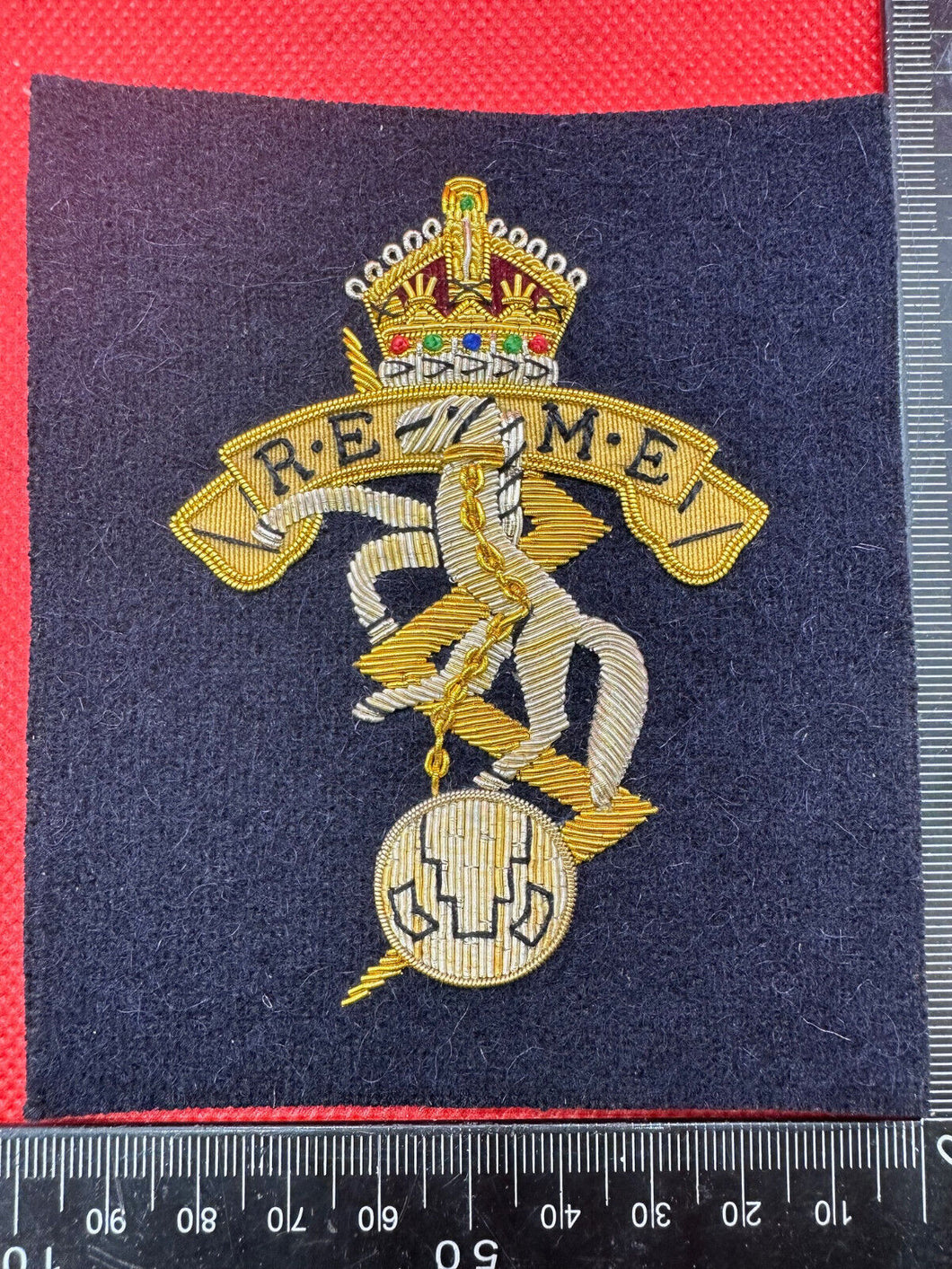 British Army Bullion Embroidered Blazer Badge - R.E.M.E Engineers - King's Crown