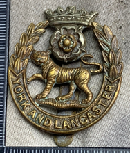 Load image into Gallery viewer, Original WW2 British Army York and Lancaster Regiment Cap Badge
