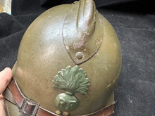 Load image into Gallery viewer, Original WW2 French Army M1926 Adrian Helmet Complete with Liner &amp; Chinstrap
