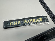 Load image into Gallery viewer, Genuine British Royal Navy H.M.S Warrior Cap Tally - Full Length - New Old Stock
