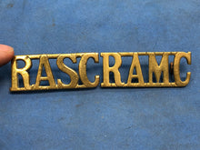 Load image into Gallery viewer, Original Pair of WW2 Brass British Army Shoulder Titles RASC Army Service Corps
